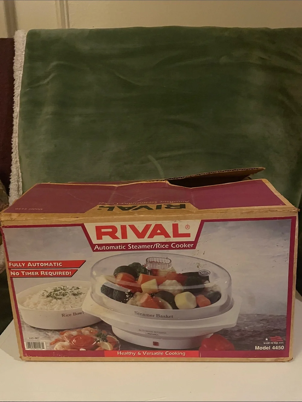 Rival White Automatic Steamer with Rice Bowl & Steamer Basket
